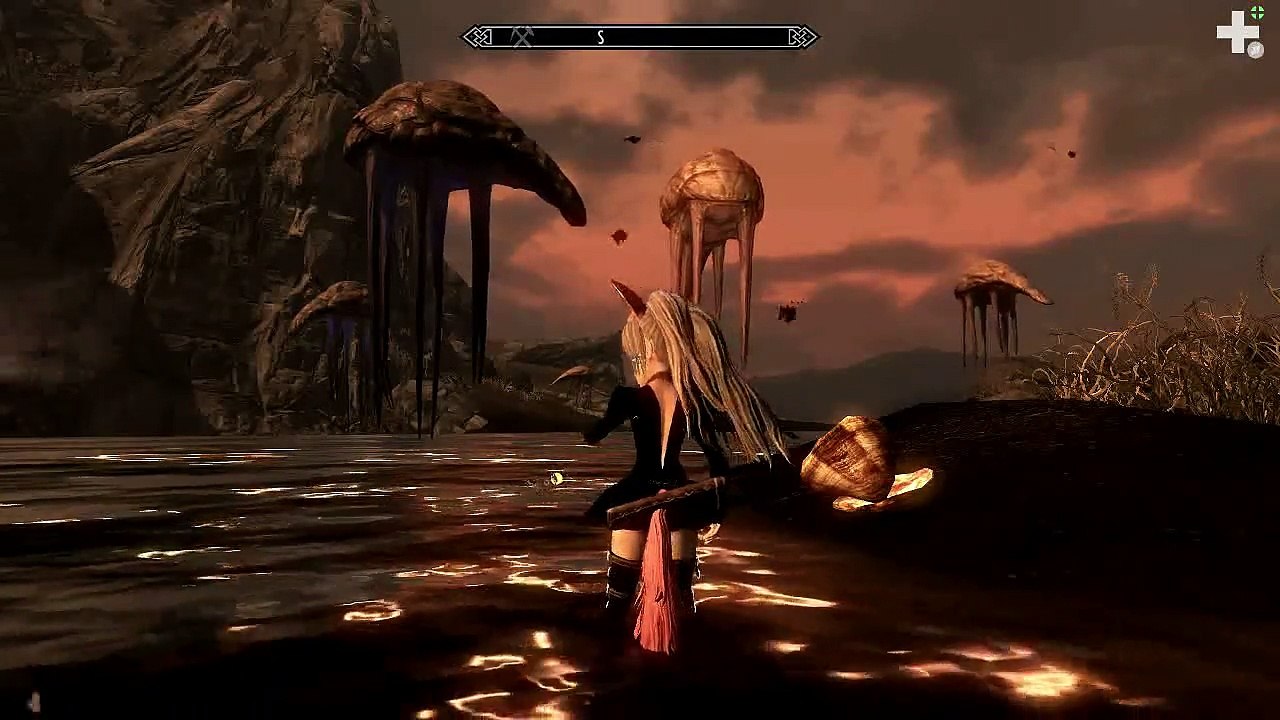 TESV Skyrim Tia und Bernstein Solstheim Szene Netch 2015-03-10 22-15-58-01 (1)