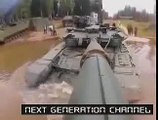 Russian T-90 Tank Drives Under Water