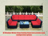 ohana collection PN0703red Genuine Ohana Outdoor Patio Wicker Furniture 7-Piece All Weather