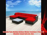 Luxxella Patio Mallina Outdoor Wicker Furniture 7-Piece All Weather Couch Sofa Set Red