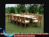 New 13 Pc Luxurious Grade-A Teak Dining Set - 117 Double Extension Rectangle Table 12 Giva