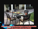 Darlee Nassau Cast Aluminum 5-Piece Dining Set with Seat Cushions and 48-Inch Round Dining