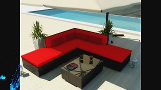 Uduka Outdoor Sectional Patio Furniture Espresso Brown Wicker Sofa Set Porto 6 Red All Weather