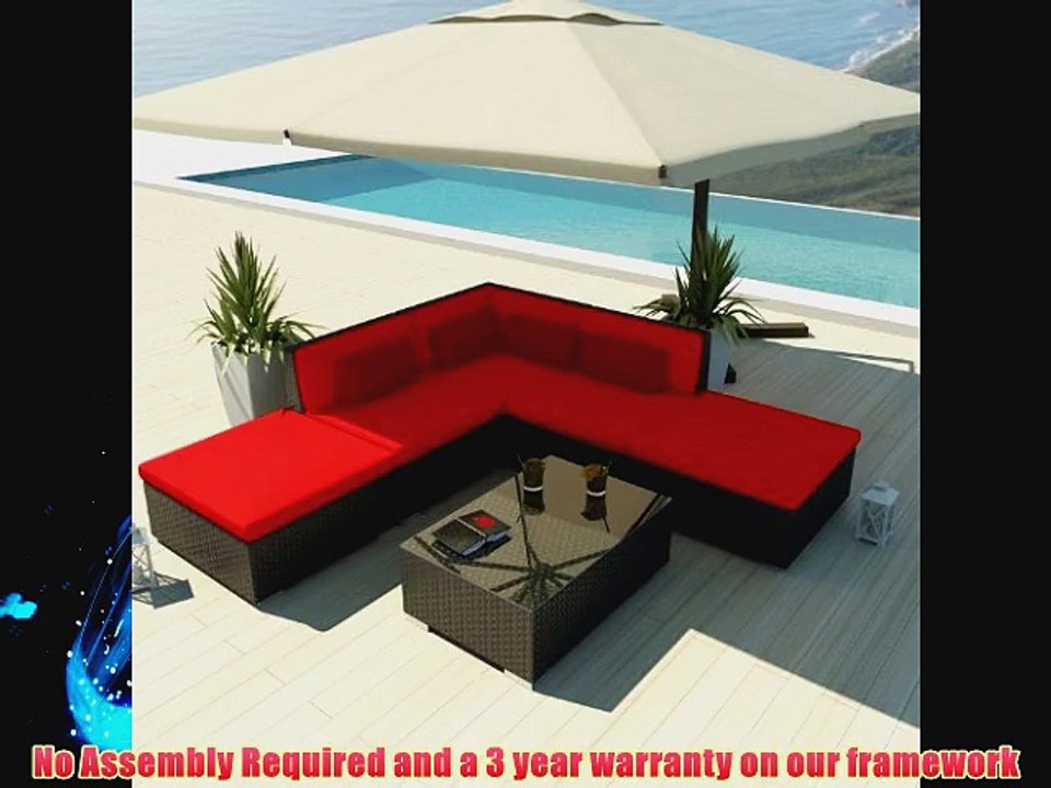 Uduka Outdoor Sectional Patio Furniture Espresso Brown Wicker Sofa Set Porto 6 Red All Weather