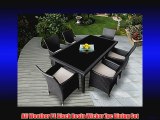 Genuine Ohana Outdoor Patio Wicker Furniture 7pc All Weather Dining Set with Free Patio Cover