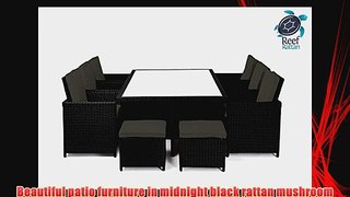 Reef Rattan Bahama 6 Cube Dining Set - Black Rattan / Mushroom Cushions