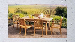 New 7 Pc Luxurious Grade-A Teak Dining Set - 71 Rectangle Table 4 Armless and 2 Giva Arm /