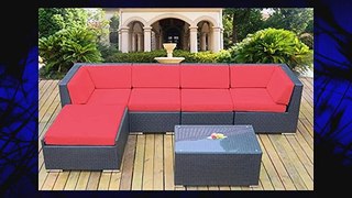 Ohana Collection 6-Piece Outdoor Patio Wicker Sofa Set Red
