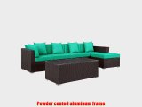 LexMod Signal 5-Piece Outdoor Wicker Patio Sectional Sofa Set Espresso Turquoise