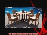 New 5 Pc Luxurious Grade-A Teak Dining Set: 48 Round Butterfly Table and 4 Arbor Arm Stacking