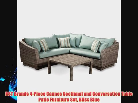 Rst Brands 4 Piece Cannes Sectional And Conversation Table Patio Furniture Set Bliss Blue Video Dailymotion