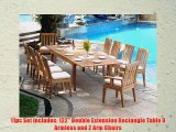 New 11 Pc Luxurious Grade-A Teak Dining Set 122 Double Extension Caranasas Rectangle Table