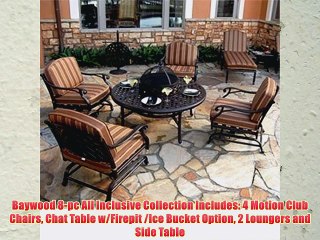 Baywood 8-pc All Inclusive Collection Includes: 4 Motion Club Chairs Chat Table w/Firepit /Ice