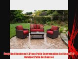 Deep Red Rushreed 4 Piece Patio Conversation Set Beautiful Outdoor Patio Set Seats 4