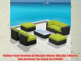 Outdoor Patio Furniture All Weather Wicker MALLINA II Modern Sofa Sectional 7pc Couch Set PERIDOT