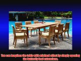 New 9 Pc Luxurious Grade-A Teak Dining Set - 117 Double Extension Rectangle Table 8 Giva Arm