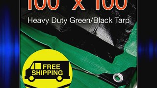 100' x 100' Heavy Duty Green/Black Reversible 10 Mil Poly Tarp