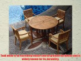 New 5 Pc Luxurious Grade-A Teak Dining Set - 48 Round Butterfly Table And 4 Giva Arm / Captain