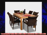 Amazonia Teak Brussels 7-Piece Teak/Wicker Rectangular Dining Set