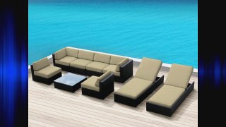 Luxxella Outdoor Patio Wicker BELLA 9Pc Light Beige Sofa Sectional Furniture All Weather Couch