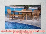 New 7 Pc Luxurious Grade-A Teak Dining Set - 94 Double Extension Rectangle Table 5 Stacking