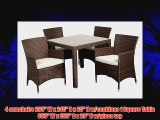 Atlantic 5-Piece Grand New Liberty Deluxe Square Wicker Dining Set Brown with Off-White Cushions
