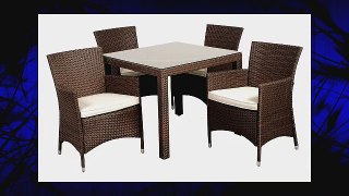 Atlantic 5-Piece Grand New Liberty Deluxe Square Wicker Dining Set Brown with Off-White Cushions