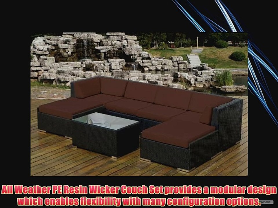 Genuine Ohana Outdoor Patio Wicker Furniture 7pc Sofa Set with Free Patio Cover