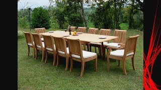 Giva 13 Pc Luxurious Grade-A Teak Dining Set - 117 Double Extension Rectangle Table 12 Chairs