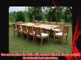 Giva 13 Pc Luxurious Grade-A Teak Dining Set - 117 Double Extension Rectangle Table 12 Chairs