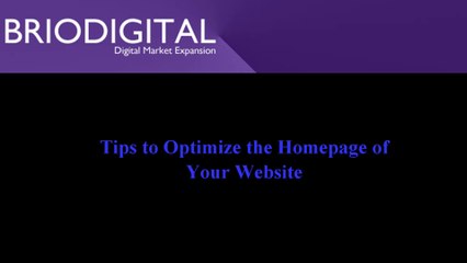 Video: Tips to Optimize the Homepage of a Website