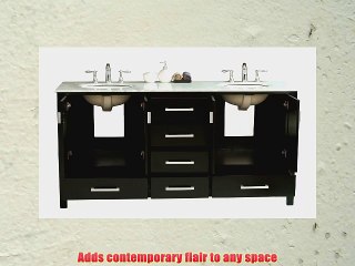 Stufurhome GM-6412-72-CR 72in Malibu Double Sink Vanity in Espresso Finish with Carrara White