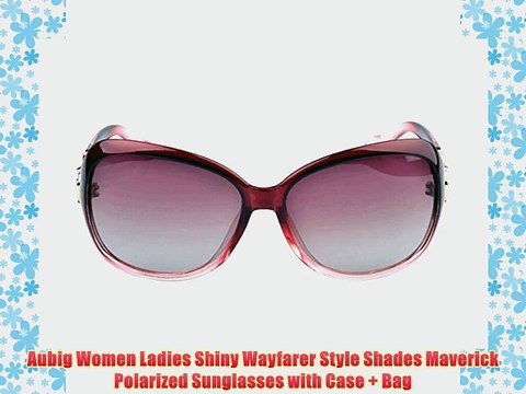 Aubig Women Ladies Shiny Wayfarer Style Shades Maverick Polarized Sunglasses with Case Bag