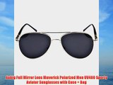 Aubig Full Mirror Lens Maverick Polarized Men UV400 Sporty Aviator Sunglasses with Case   Bag