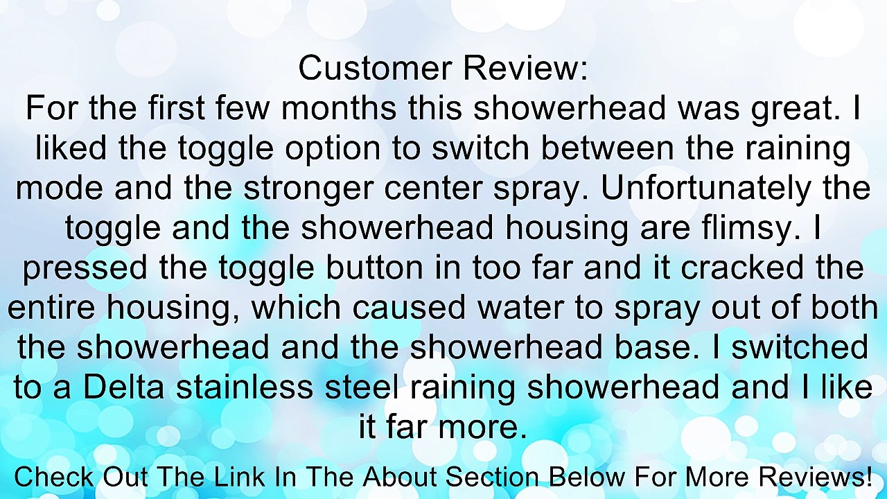 Waterpik CF-201 Cascadia Dual Mode 8-Inch Showerhead, White Review