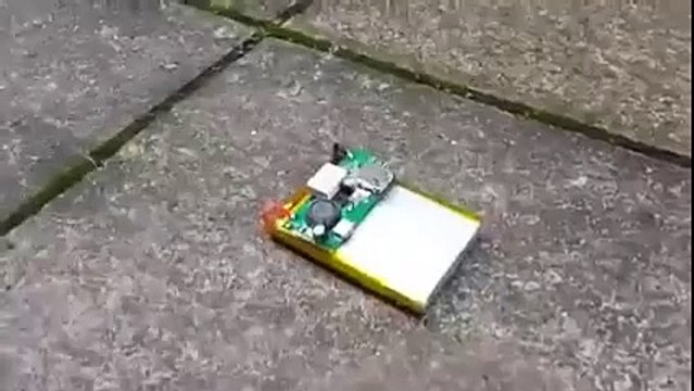 Poking a phone battery with a knife results in explosion