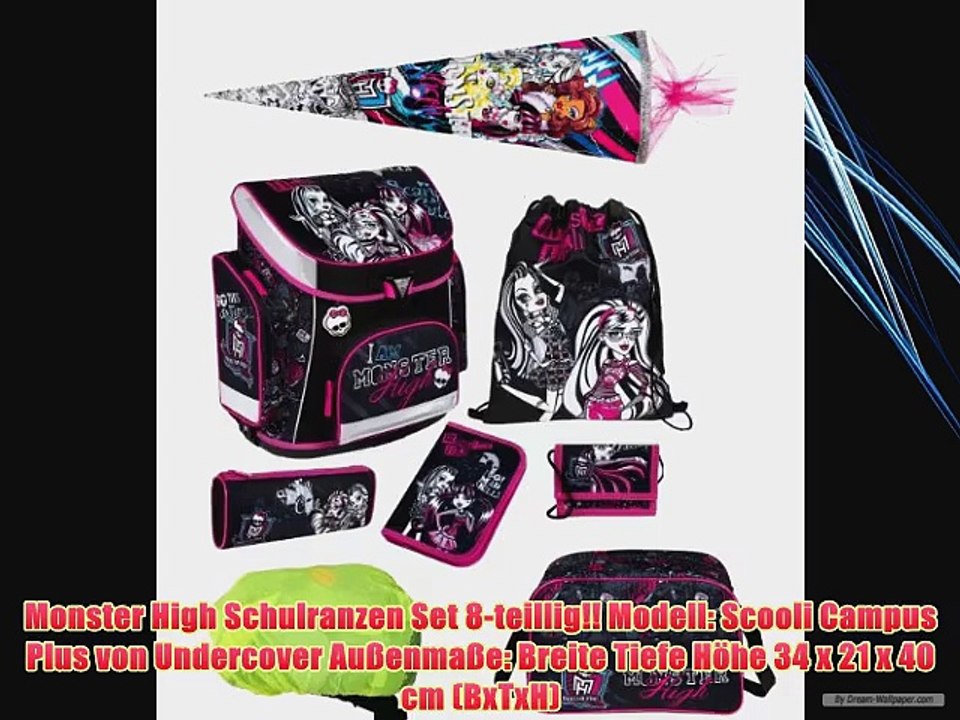 Monster High Schulranzen Set 8tlg. Schult?te 85cm SporttascheFedermappeRegen-/Sicherheitsh?lle