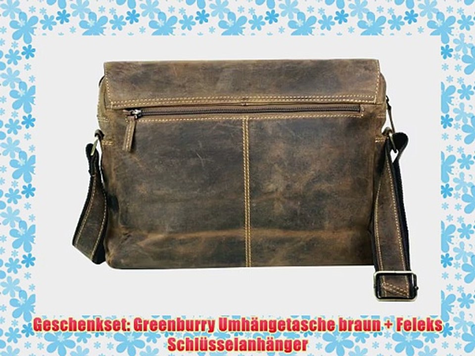 Geschenkset: Greenburry Umh?ngetasche braun   Feleks Schl?sselanh?nger