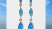 Sterling Silver Blue Opal Teardrop Dangle Fish hook Earrings - 36mm
