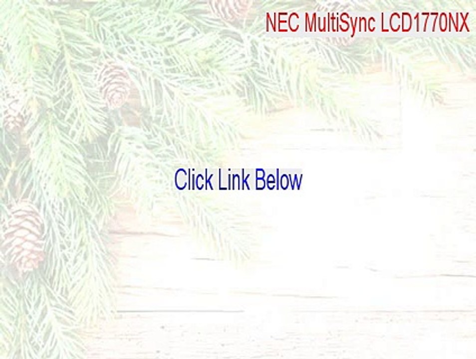 NEC MultiSync LCD1770NX(Analog) Full (Instant Download 2015)