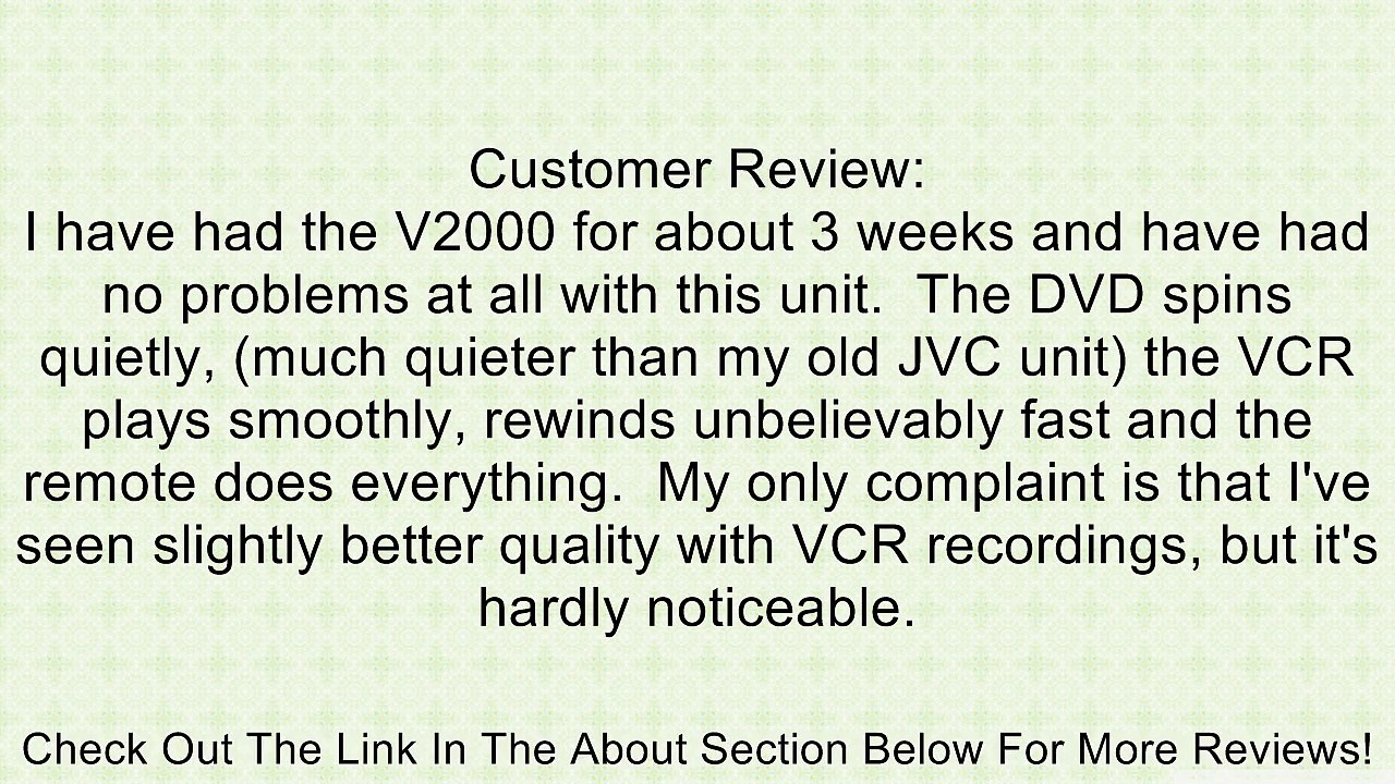 Samsung DVD-V2000 DVD-VCR Combo Review