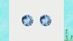 .925 Sterling Silver Rhodium Plated 4mm March Birthstone Round CZ Solitaire Basket Stud Earrings