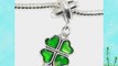Jewelry Monster Silver Finish Dangling Green Enamel Four Leaf Clover Charm Bead for Snake Chain
