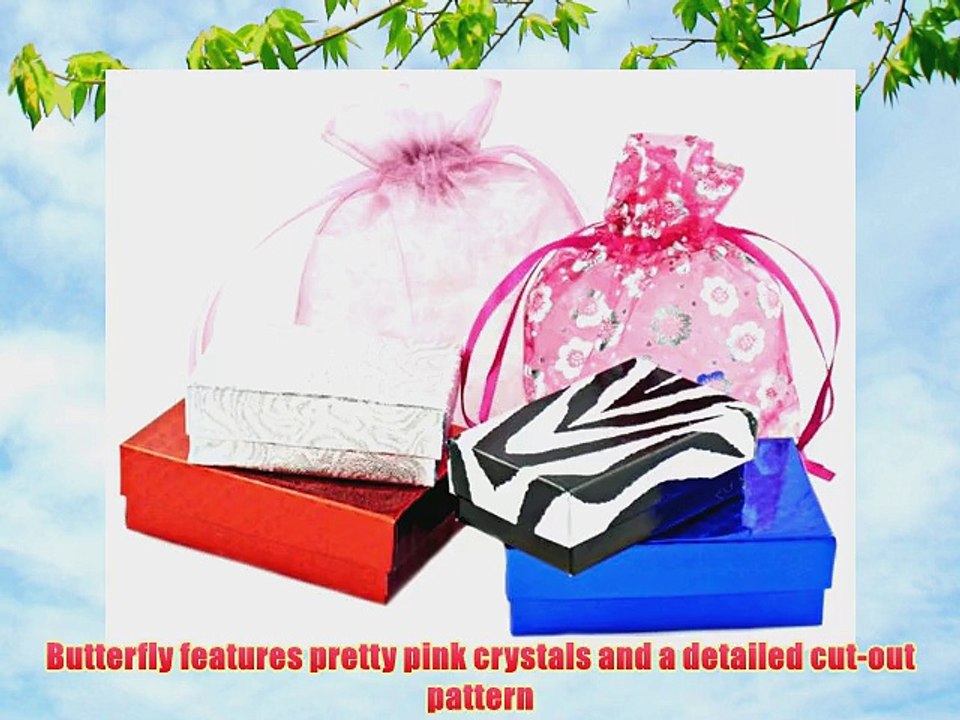 Pretty Light Pink Crystal Embellished Butterfly Silver Tone Pendant Necklace for Girls Teens