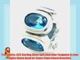 Pro Jewelry .925 Sterling Silver with Dark Blue Turquoise Cz Oval Lights Charm Bead for Snake