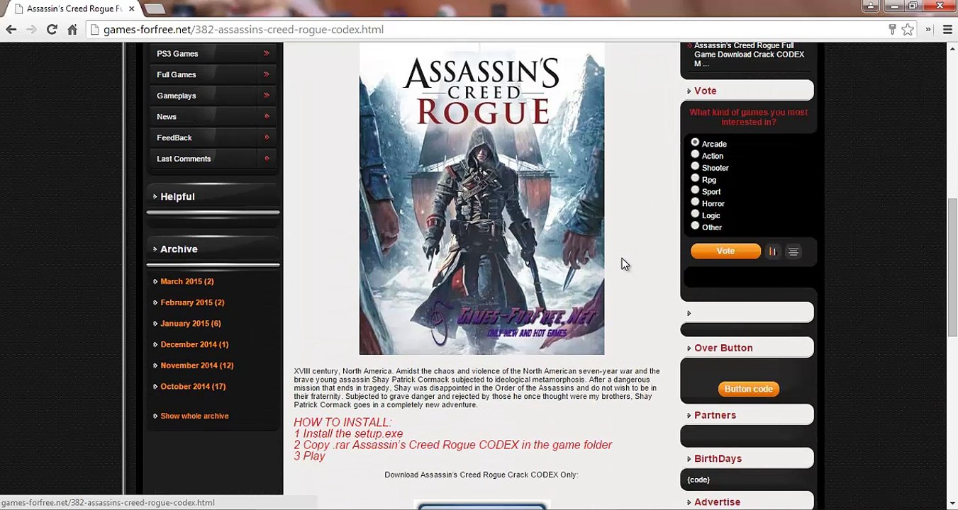 Assassin S Creed Rogue Repack By Games Forfree Download Crack Only Free Codex Video Dailymotion