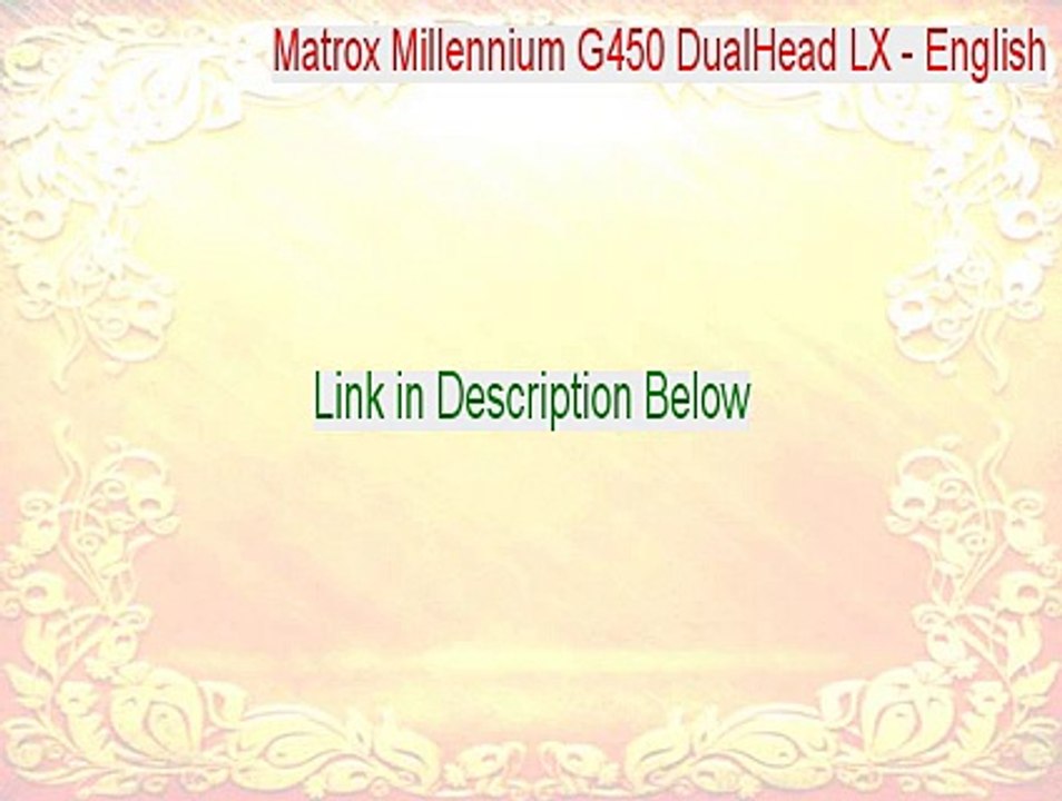 Matrox Millennium G450 DualHead LX - English Keygen [Legit Download 2015]