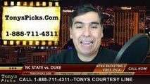 Duke Blue Devils vs. North Carolina St Wolfpack Free Pick Prediction ACC Tournament NCAA College Basketball Odds Preview 3-12-2015