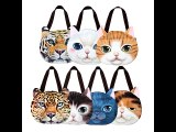 Women Cute Cat Face Handbag Shopping Bags Cat Pattern Shoulder Bag