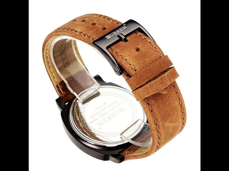 Fashion CURREN 8139 Black White Sport Military Leather Men Wrist Watch